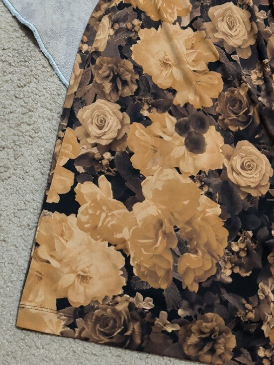 NWT Nordstrom Connected Apparel One-Shoulder Floral Bodycon Dress in Black and Tan Women's 12 US