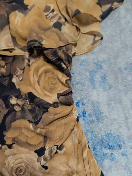 NWT Nordstrom Connected Apparel One-Shoulder Floral Bodycon Dress in Black and Tan Women's 12 US