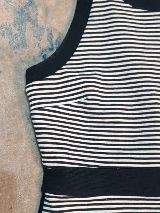 Ann Taylor Navy and White Striped Midi Sheath Dress Women's 12 US