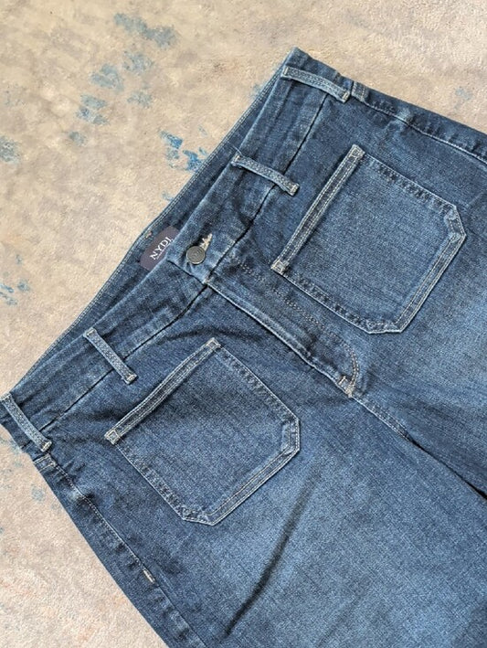 NYDJ Indigo Cropped Wide-Leg Jeans with Raw Hem Women's 14P US