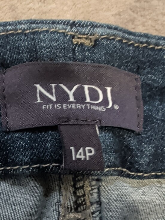 NYDJ Indigo Cropped Wide-Leg Jeans with Raw Hem Women's 14P US