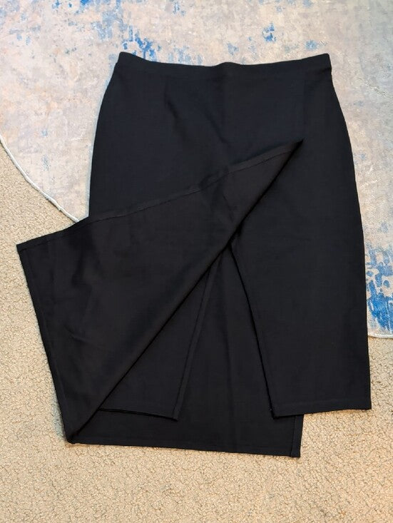 Betabrand Black Pencil Skirt with Subtle Asymmetric Hem Women's XL Petite