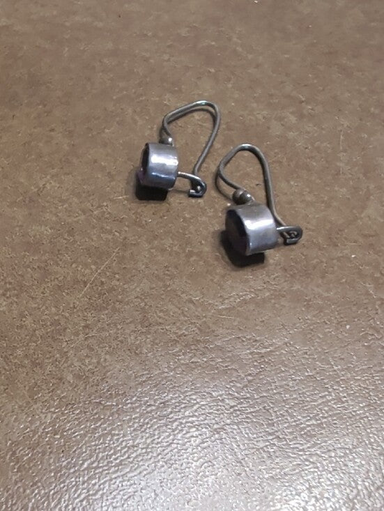 Vintage Sterling Silver Purple Amethyst Drop Earrings