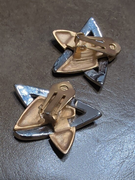Vintage Elegant Gold Pearlized Crystal Accent Clip-On Earrings Costume Jewelry
