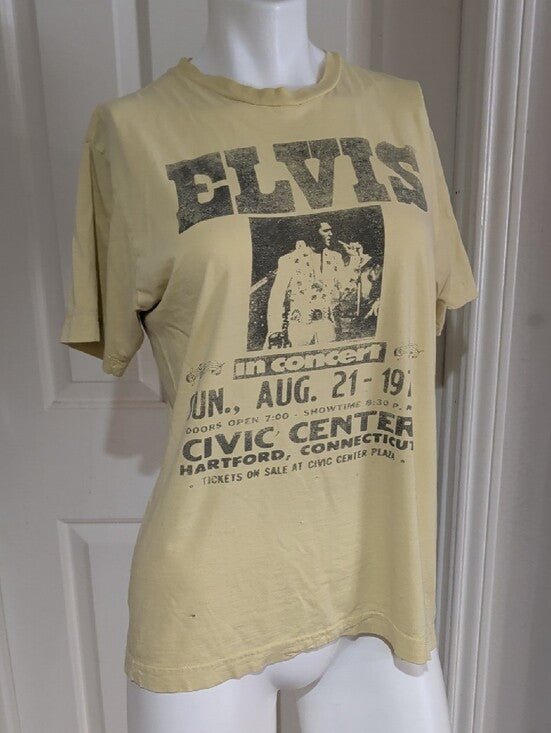 Retro ELVIS Pale Yellow Elvis Concert Graphic Tee Women's Medium