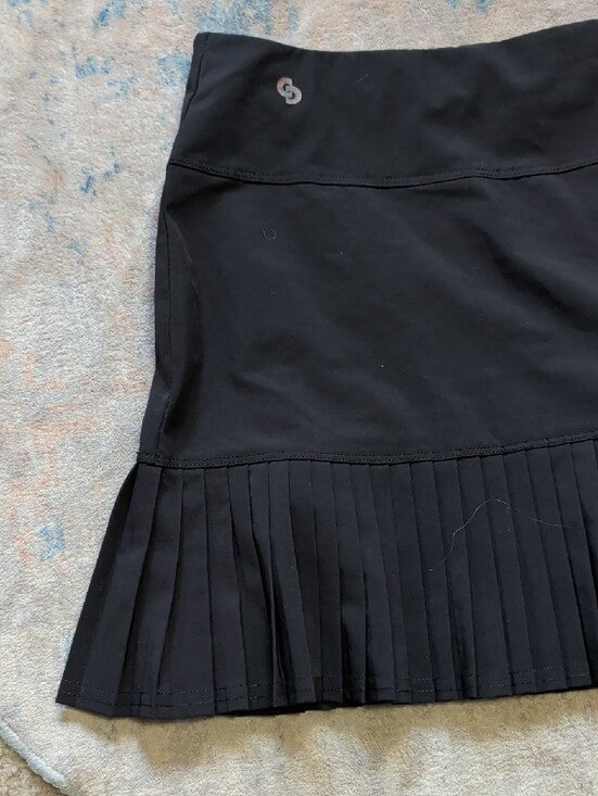 Cross Court Black Athletic Pleated-Hem Mini Skirt - Women's XL Activewear