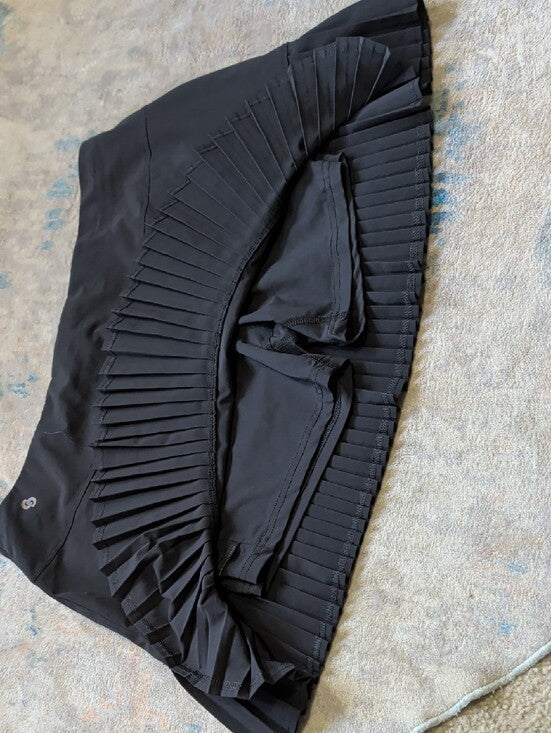 Cross Court Black Athletic Pleated-Hem Mini Skirt - Women's XL Activewear