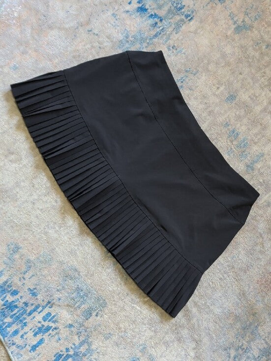 Cross Court Black Athletic Pleated-Hem Mini Skirt - Women's XL Activewear