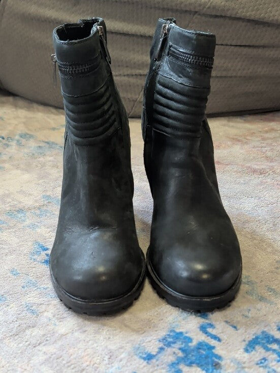 Sam Edelman Black Quilted Ankle Heeled Moto Boots with Side Zipper Women's 9.5