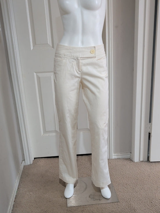 Ann Taylor Ivory Straight-Leg Trousers Women's 4