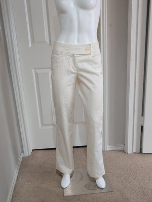Ann Taylor Ivory Straight-Leg Trousers Women's 4