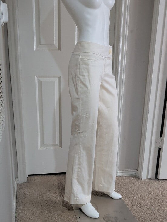 Ann Taylor Ivory Straight-Leg Trousers Women's 4