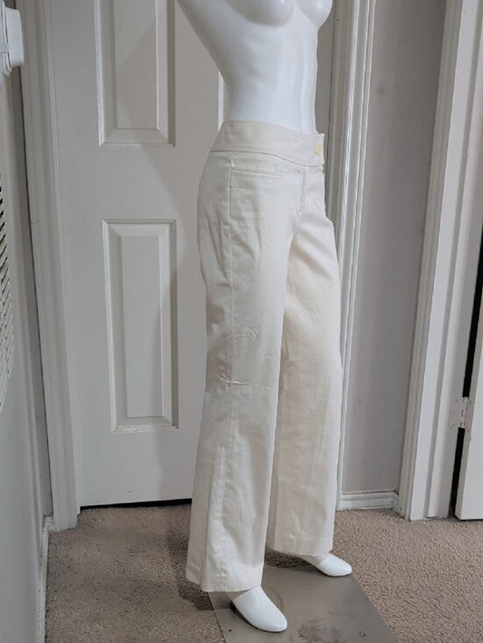Ann Taylor Ivory Straight-Leg Trousers Women's 4