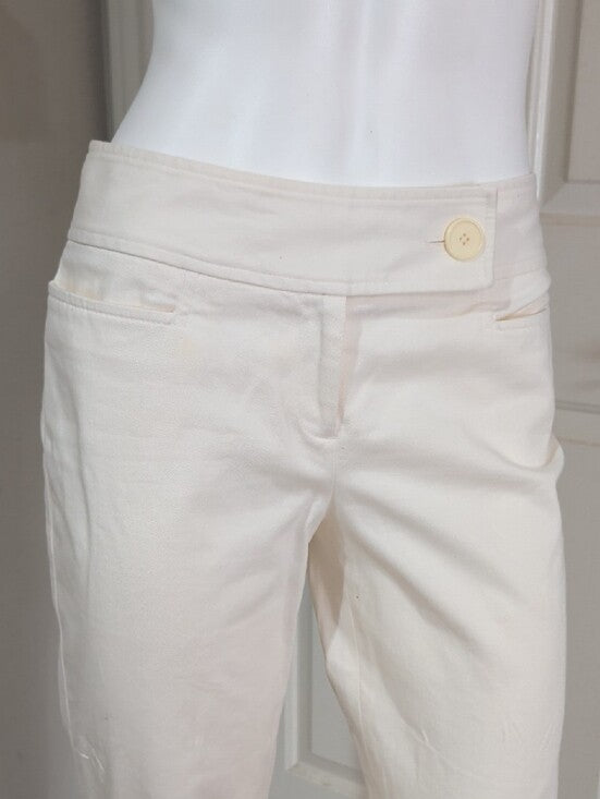 Ann Taylor Ivory Straight-Leg Trousers Women's 4