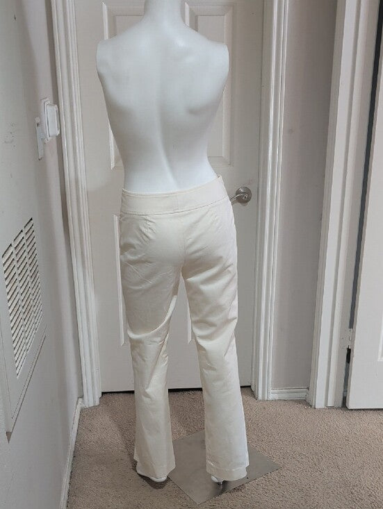 Ann Taylor Ivory Straight-Leg Trousers Women's 4