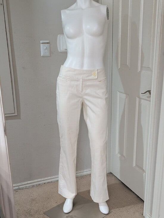 Ann Taylor Ivory Straight-Leg Trousers Women's 4