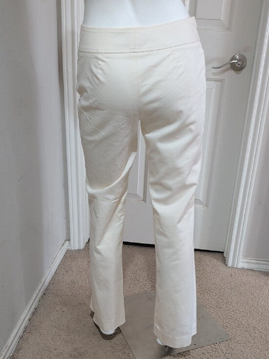 Ann Taylor Ivory Straight-Leg Trousers Women's 4