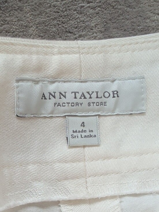 Ann Taylor Ivory Straight-Leg Trousers Women's 4