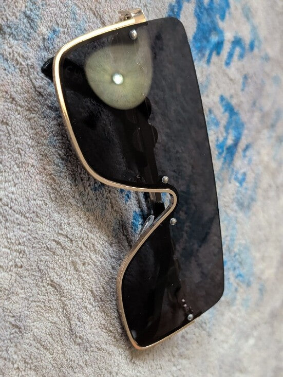 ALDO Women's Black Shield Sunglasses with Gold Chain Detail