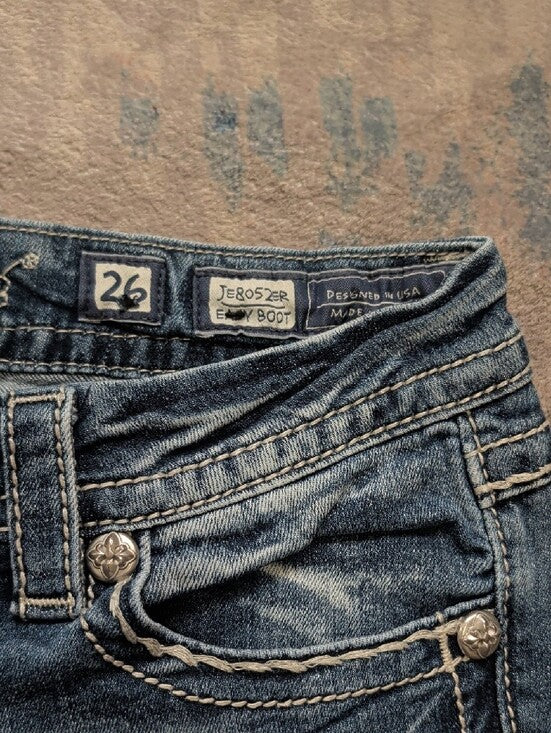 Miss Me Blue Frayed Hem Denim Cut-Off Shorts Women's 26