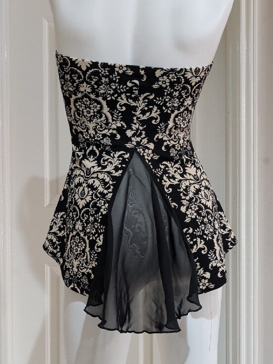 VTG Fashion Magazine Black And Cream Strapless Peplum Camisole Women's Medium
