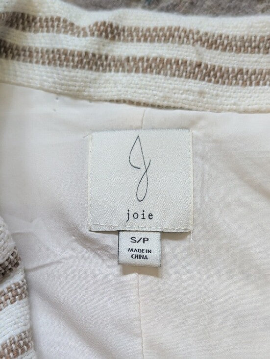 Joie Striped Sleeveless Knit Acrylic Cropped Vest in Cream and Tan Women's Small