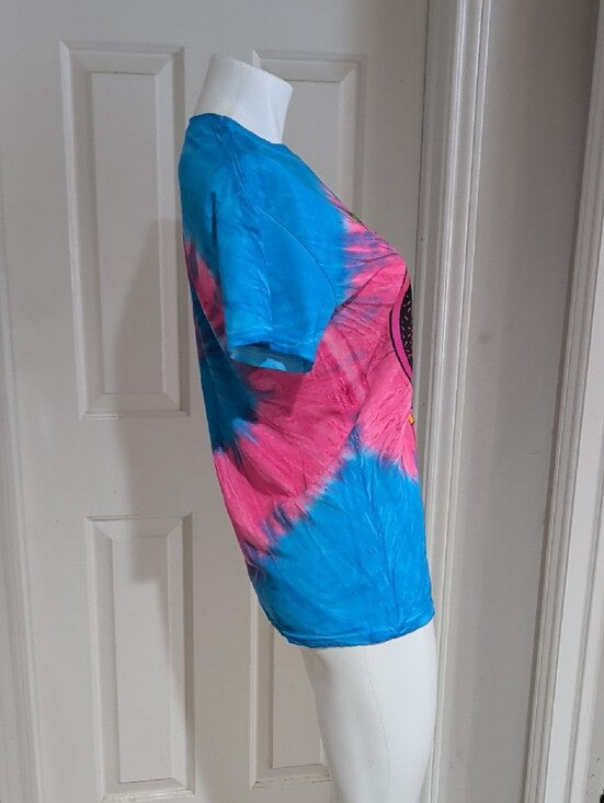 Retro 2019 MTV Pink & Blue Tie-Dye Spring Break 1991 Tee Women's Small
