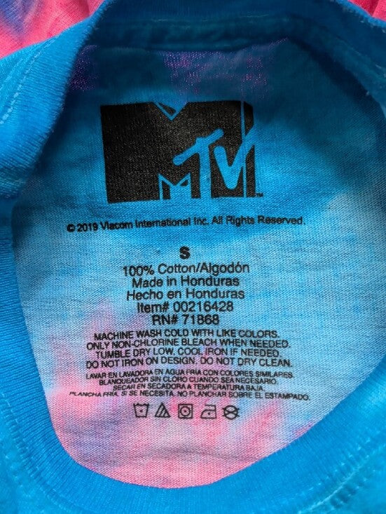Retro 2019 MTV Pink & Blue Tie-Dye Spring Break 1991 Tee Women's Small