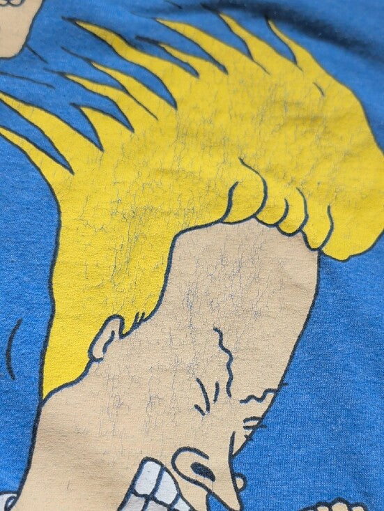 Retro 2018 MTV Blue Beavis and Butt-Head Graphic Short Sleeve Tee Women's Medium