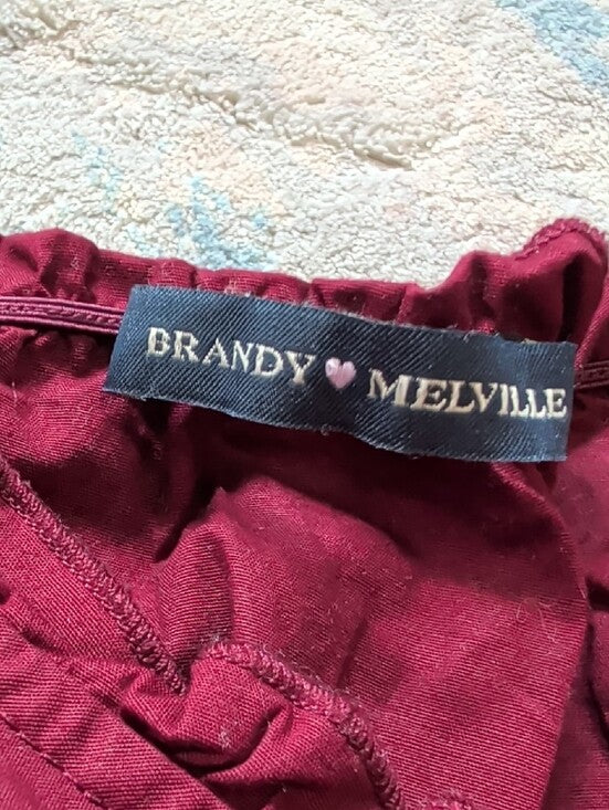 Brandy Melville Burgundy Ruffle Button-Front Camisole Women's Small
