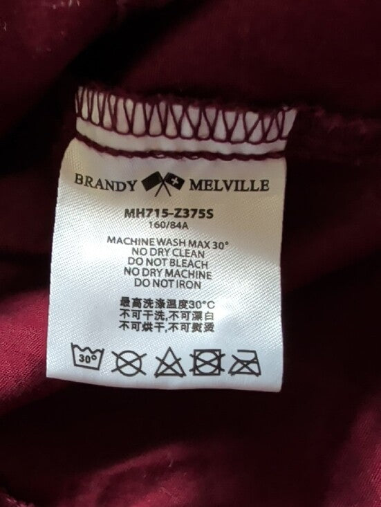 Brandy Melville Burgundy Ruffle Button-Front Camisole Women's Small