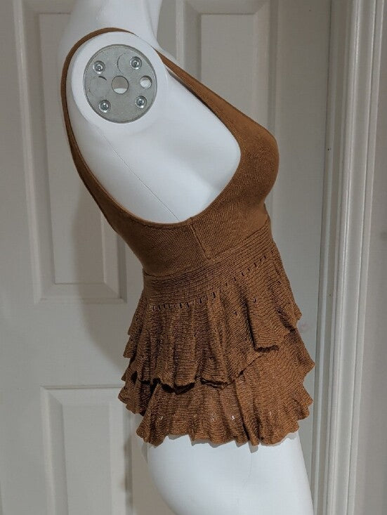 Kimchi Blue Rust Brown Ruffled Knit Tank Women's Medium