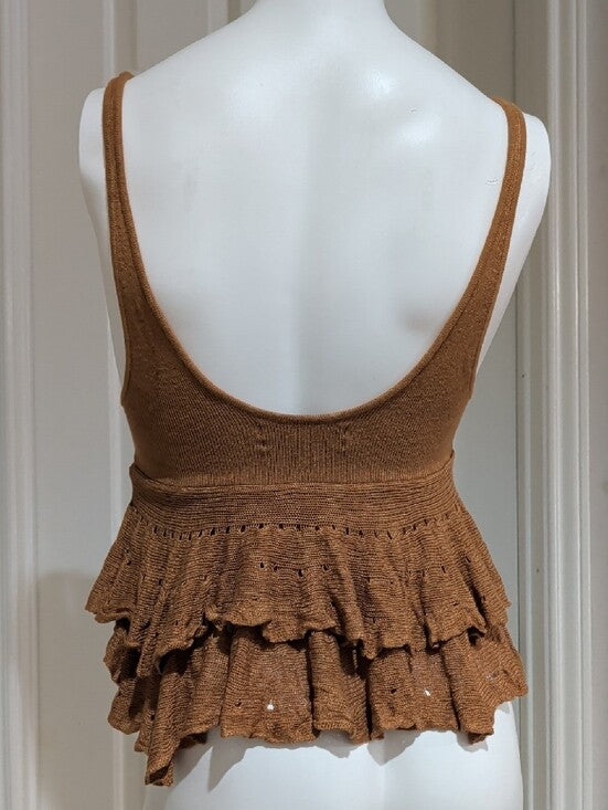 Kimchi Blue Rust Brown Ruffled Knit Tank Women's Medium