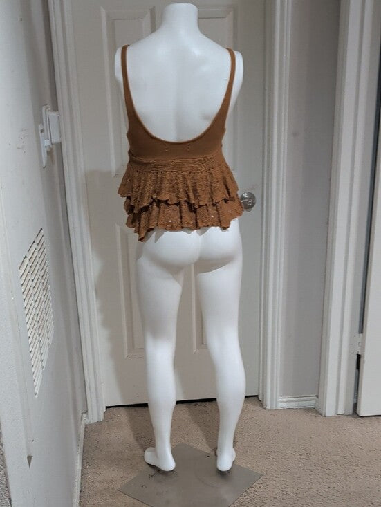 Kimchi Blue Rust Brown Ruffled Knit Tank Women's Medium
