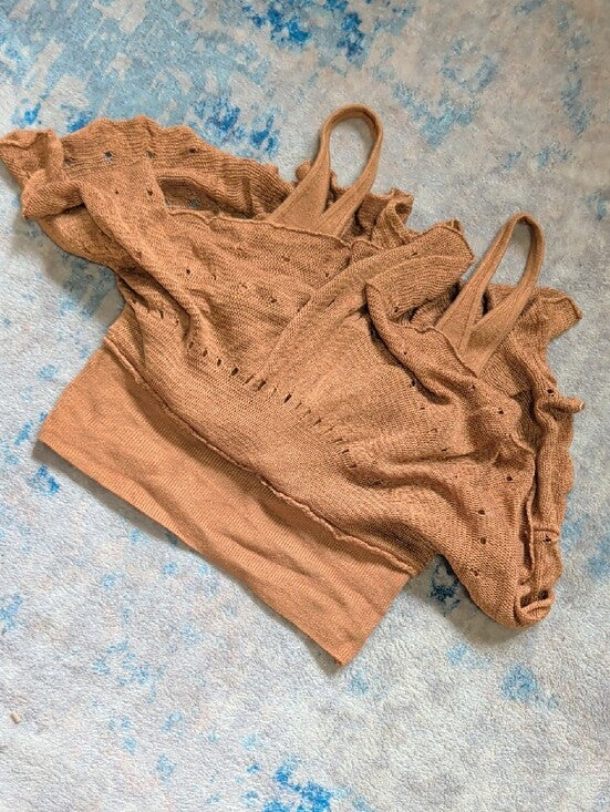 Kimchi Blue Rust Brown Ruffled Knit Tank Women's Medium