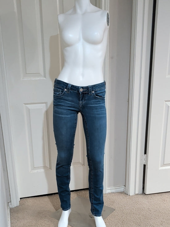 True Religion Medium Blue Wash Low-Rise Straight Billie Jeans Women's 26 US