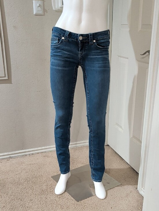 True Religion Medium Blue Wash Low-Rise Straight Billie Jeans Women's 26 US