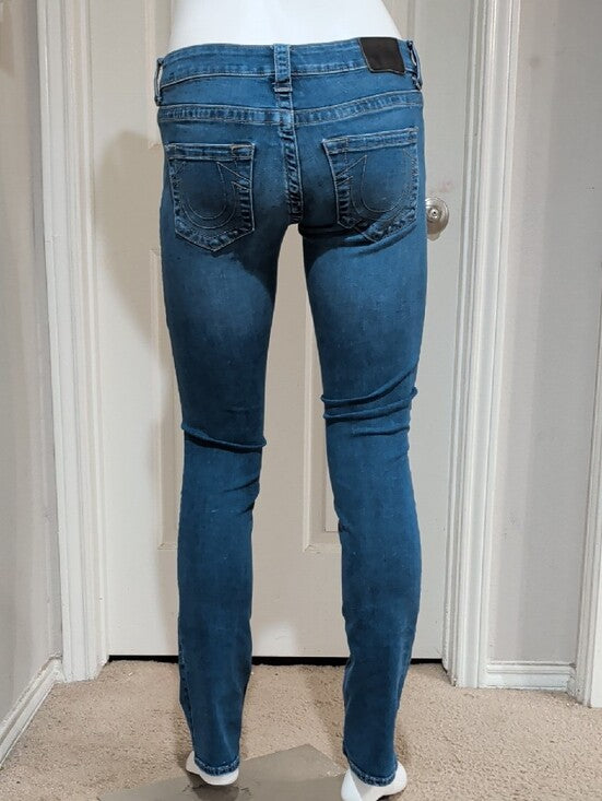 True Religion Medium Blue Wash Low-Rise Straight Billie Jeans Women's 26 US