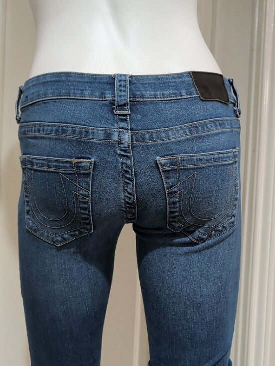 True Religion Medium Blue Wash Low-Rise Straight Billie Jeans Women's 26 US