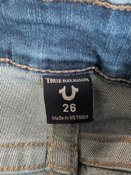 True Religion Medium Blue Wash Low-Rise Straight Billie Jeans Women's 26 US