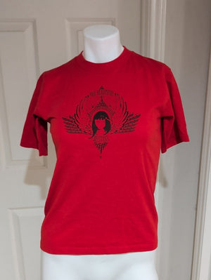 Fruit of the Loom Red Short-Sleeve Tee Black Winged Portrait Graphic Women's XS/ Child's XL