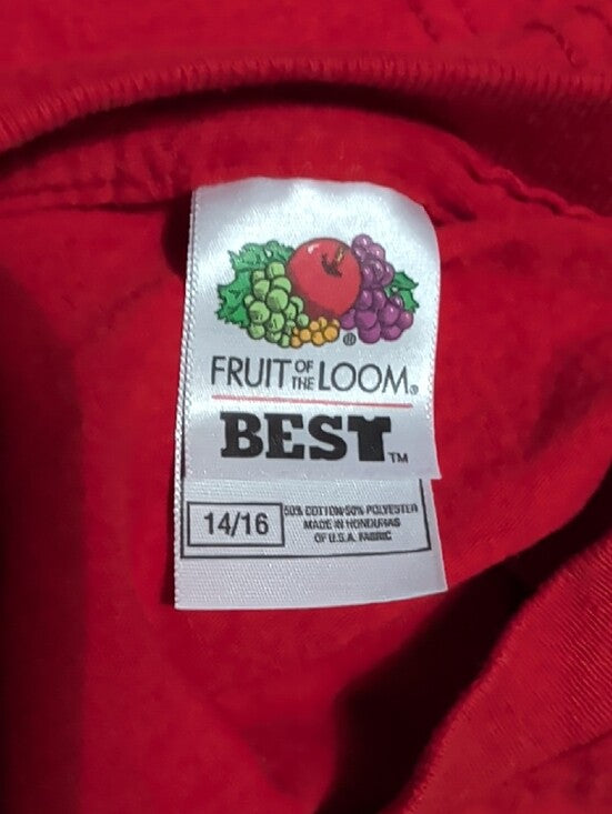 Fruit of the Loom Red Short-Sleeve Tee Black Winged Portrait Graphic Women's XS/ Child's XL