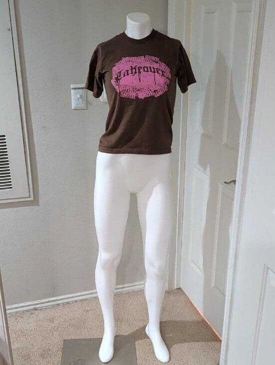 Kids Short Sleeve Brown T-Shirt with Pink Graphic Takeover Records Women's XS US