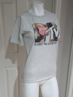Retro MTV Graphic Tee With Mona Lisa Logo Teens Size 12 / Women's Small