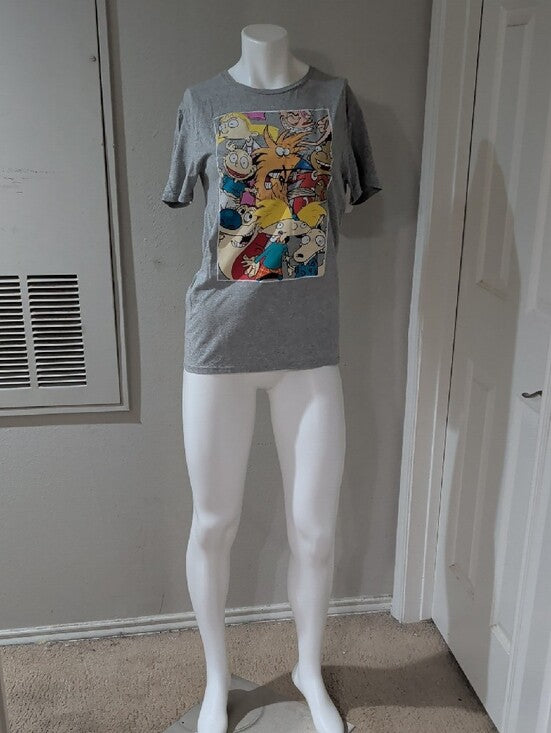 Retro Nickelodeon Gray Tee with Colorful Rugrats Collage Women's Medium