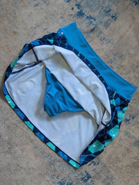 Running Girls Blue Argyle Athletic Skort with Side Pockets Women's Medium