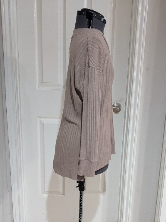 Andrew Marc Ribbed Taupe Classic V-Neck Sweater Men's Small