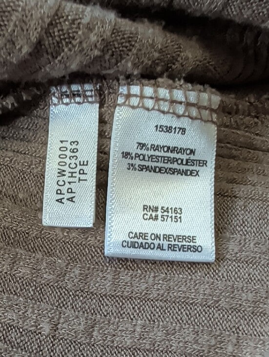 Andrew Marc Ribbed Taupe Classic V-Neck Sweater Men's Small