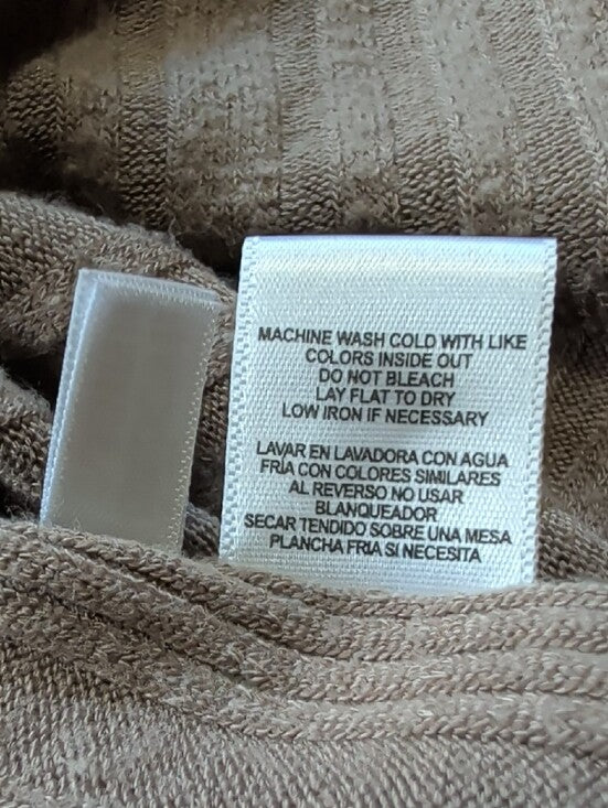Andrew Marc Ribbed Taupe Classic V-Neck Sweater Men's Small