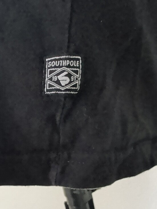 South Pole Black Short Sleeve Tee with Eagle & Skull Graphic Men's XL